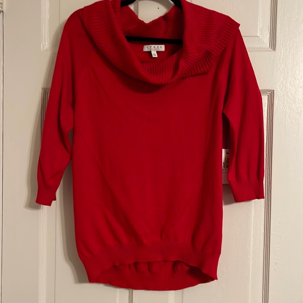 True Red Cowl neck sweater. NWT
